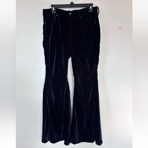 Wrangler Retro Velvet Pants Women’s 30x30 Black Flare Bottoms High Rise Stretch